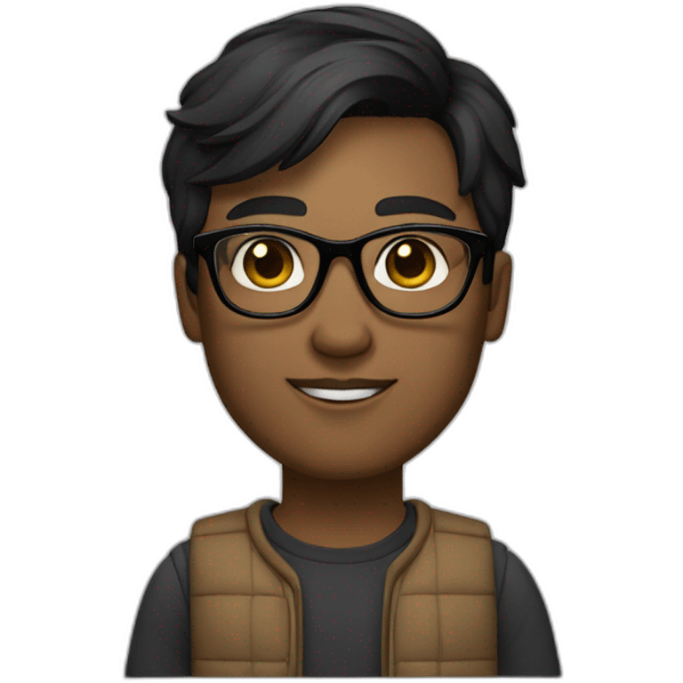 designer with rectangular transparent glasses, light complexion skin, black medium hair emoji