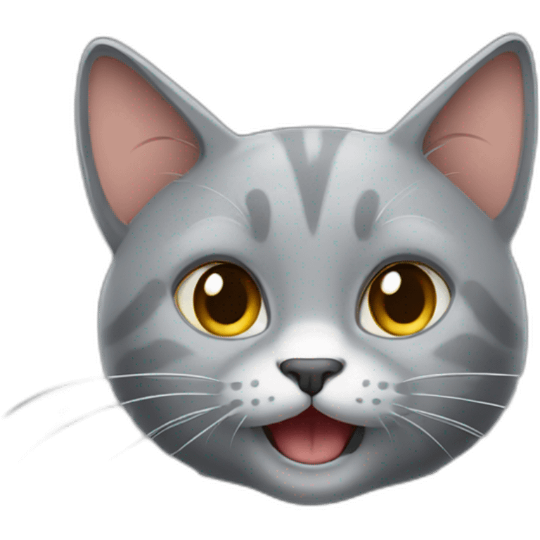 Grey cat who makes a finger of honor emoji