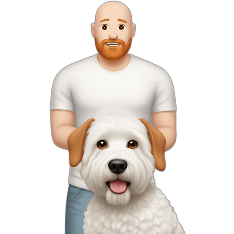 Bald man with ginger beard and Bichon frise emoji