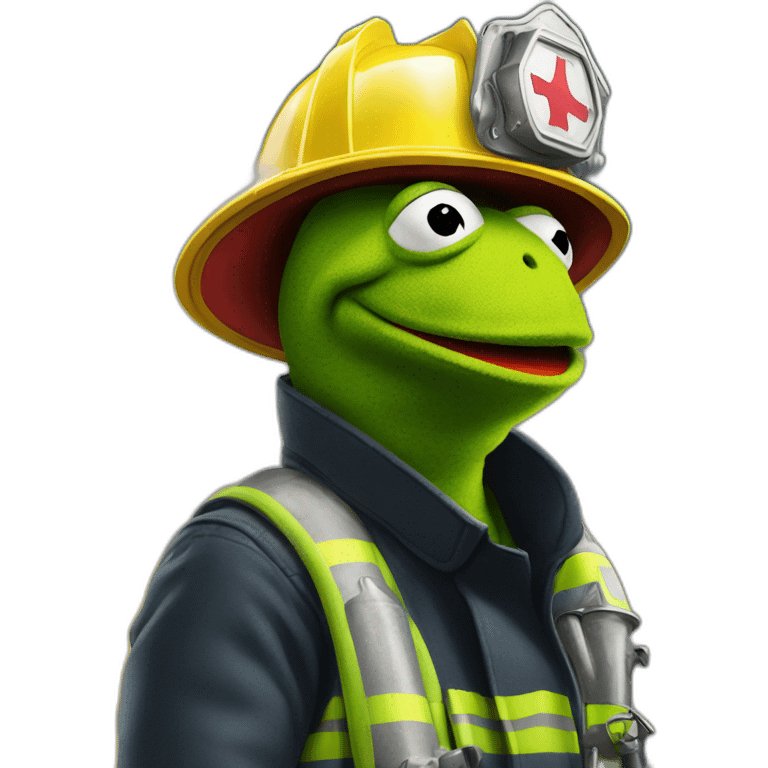 kermit frog as firefighter emoji