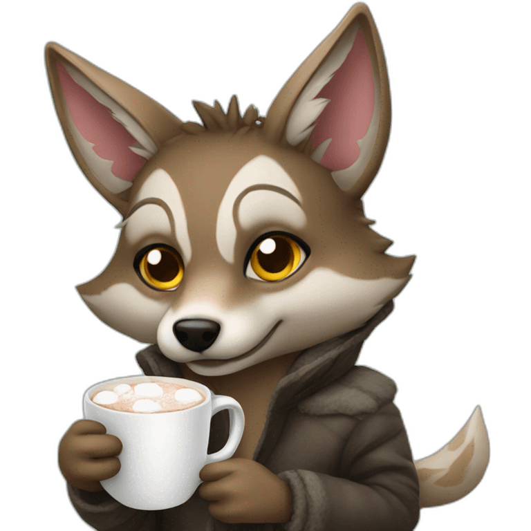 Jackal holding hot cocoa emoji