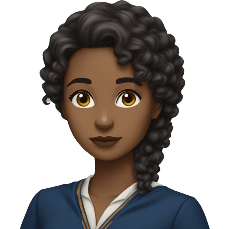 Ravenclaw girl black loose curly hair light brown skin emoji