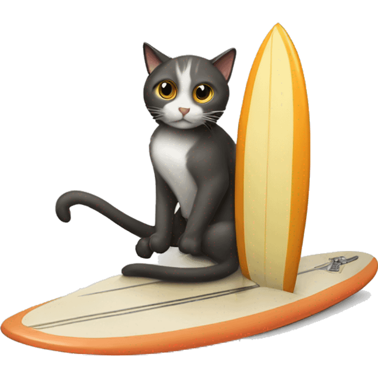 cat riding a clock as a surfboard emoji