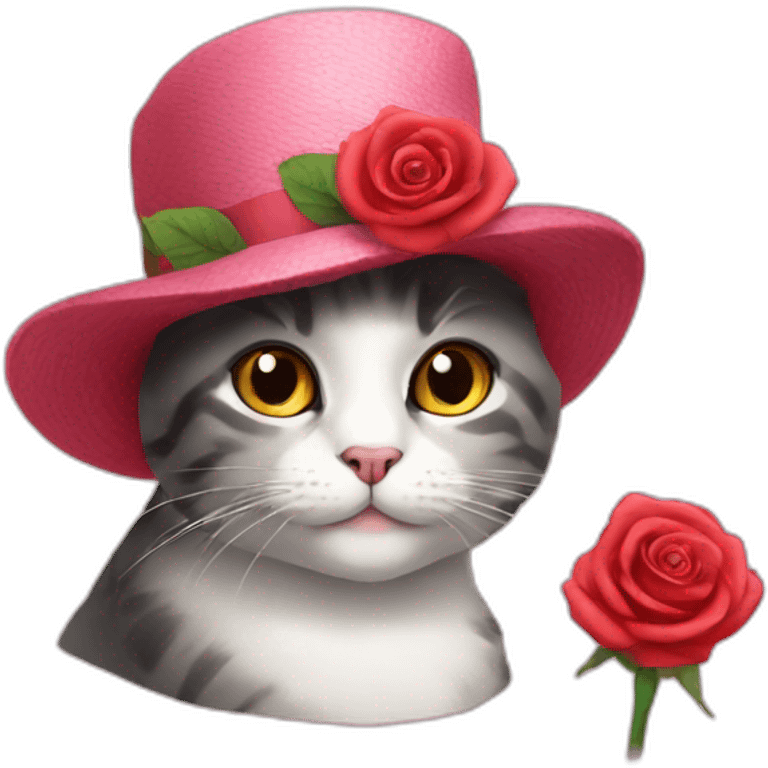 cat with rose hat emoji