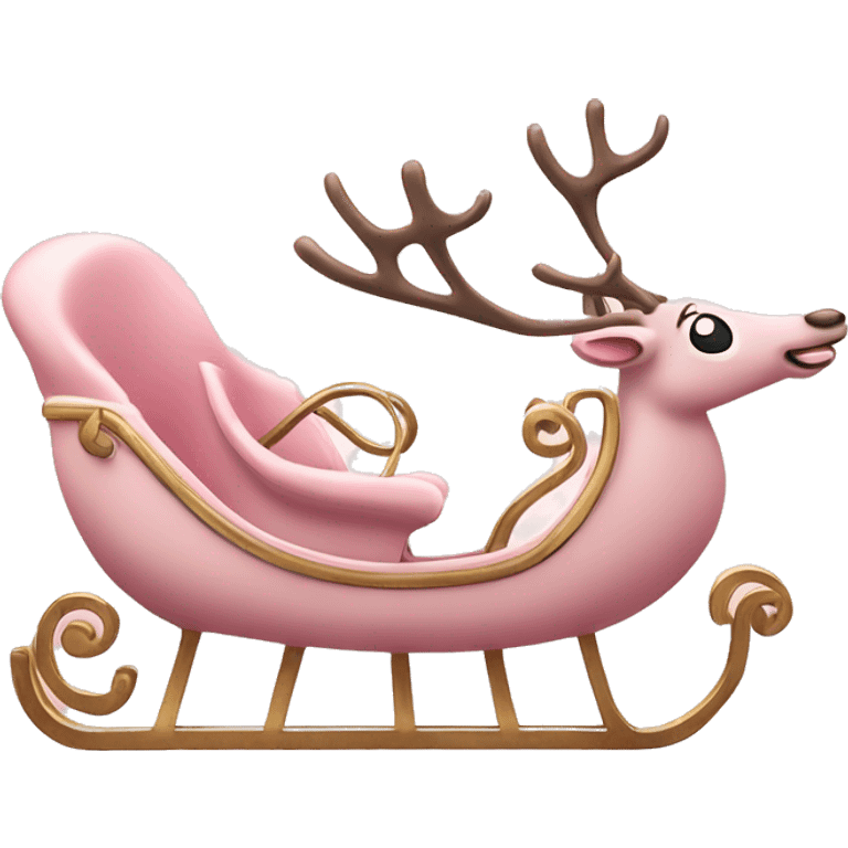 pale pink christmas sleigh with reindeers emoji