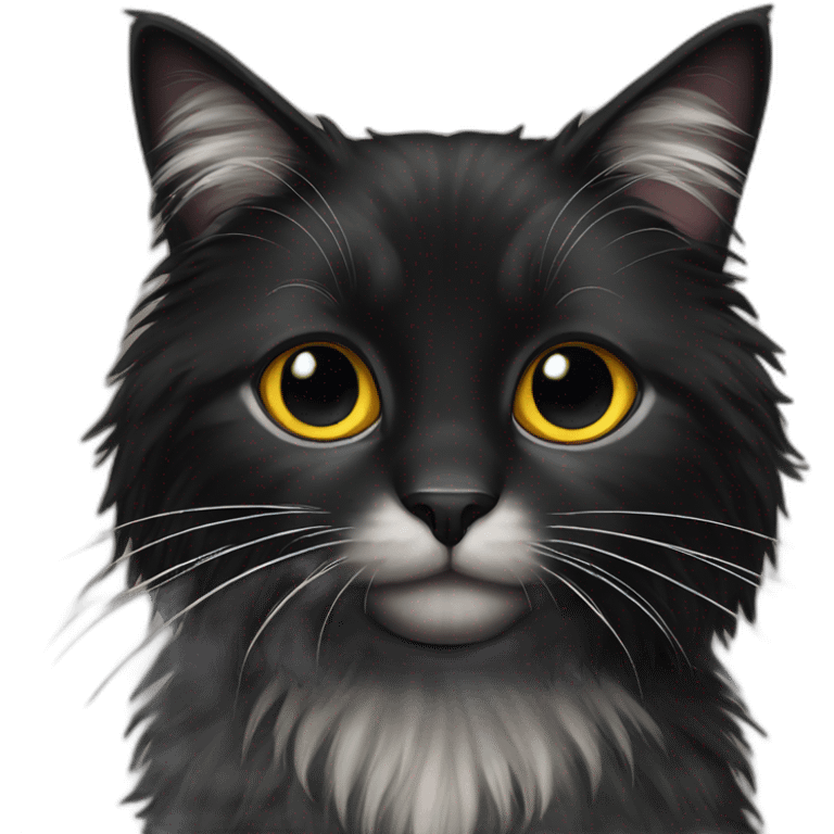 black super long fur cat emoji