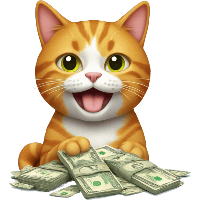 Ginger cat holding money  emoji