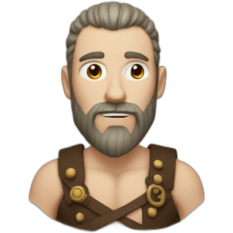 a man with white skin and a Viking beard and with a red line near the eye and who has no hair and looks like a Viking emoji