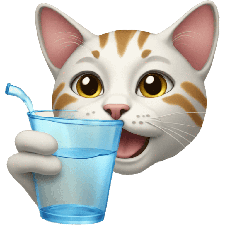 cat drinking water emoji