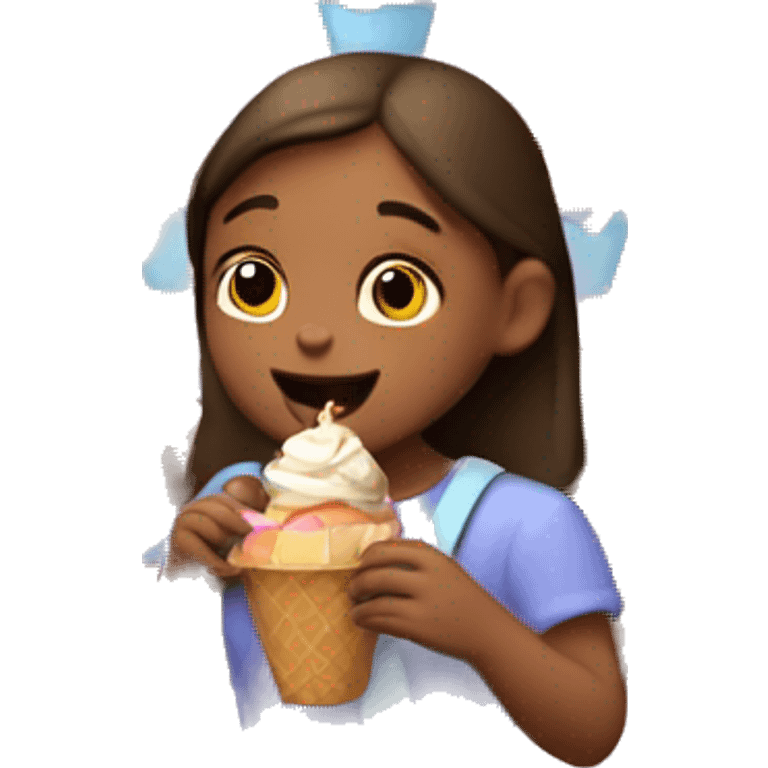 Niña comiendo helado de chocolate  emoji