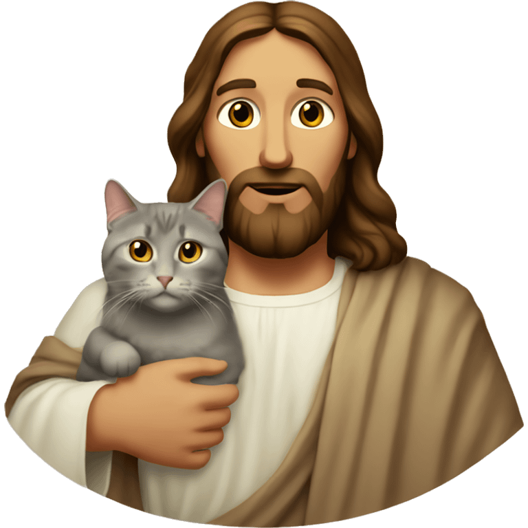 Cross eyed Jesus with an obese cat  emoji