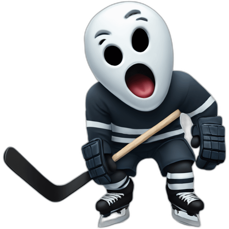 Scream ghost playing hockey emoji