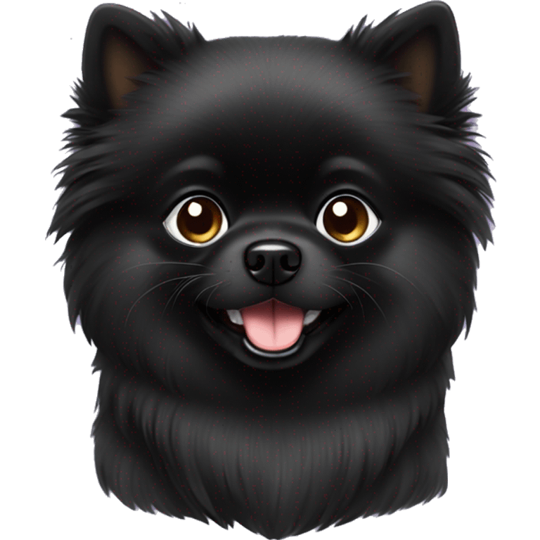 Black small Pomeranian spits emoji