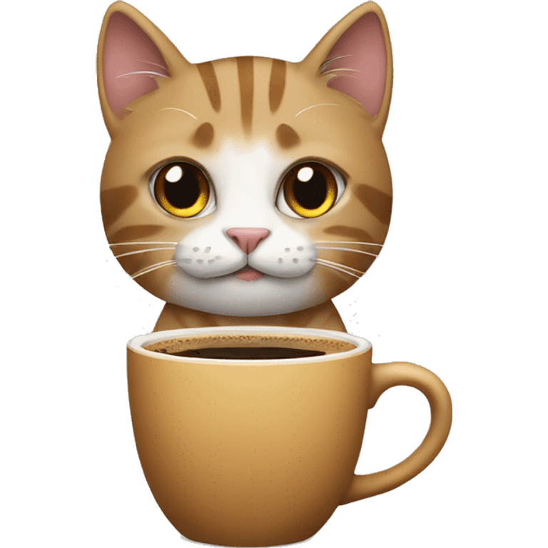 Cat with coffee emoji