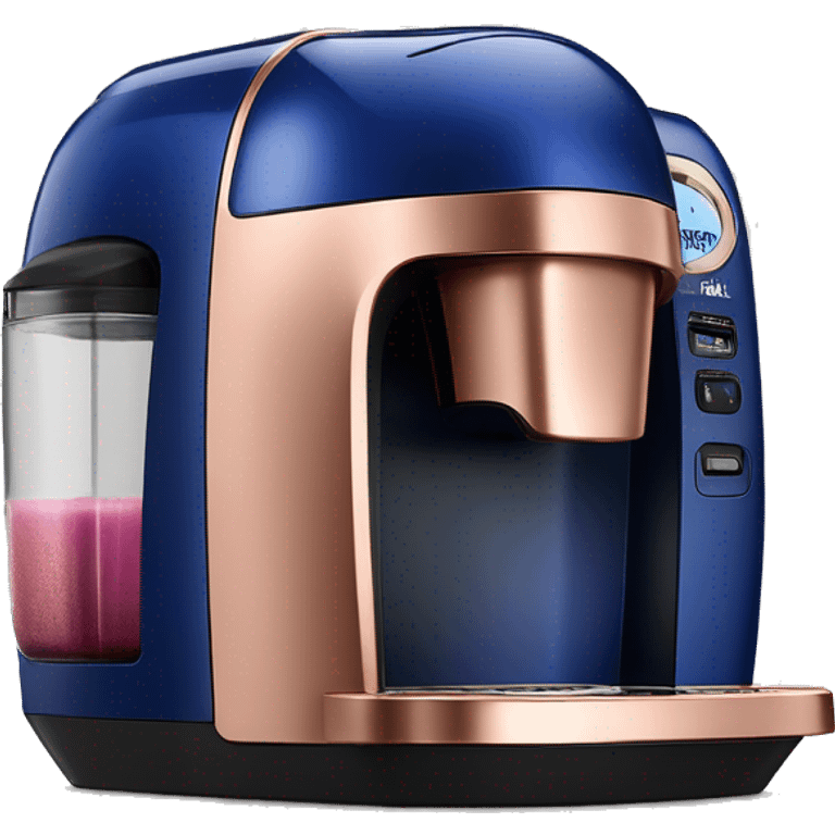 Realistic cobalt blue and rose gold keurig coffee machine. emoji