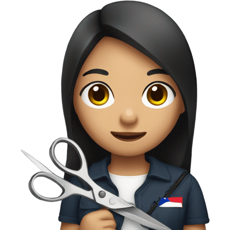 Filipino girl holding scissors emoji