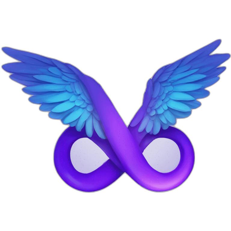 Purple and blue infinity sign with wings emoji