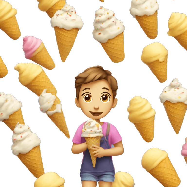 Child whith ice cream emoji