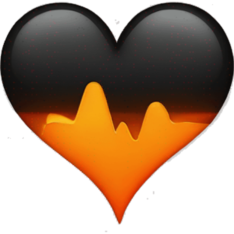 Half black and half orange burn heart beat cardiogramme emoji