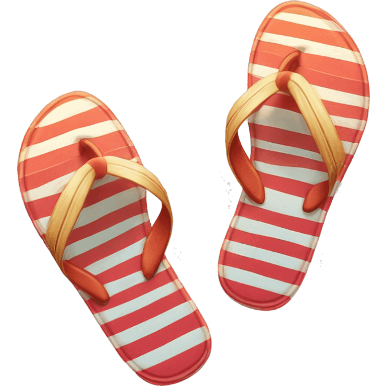 Realistic pair of striped summer flip flops isolated. emoji