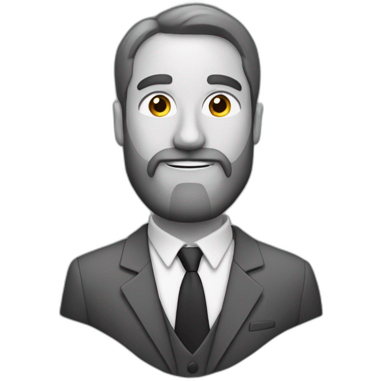 a man with a beard in a suit with a pencil behind his ear emoji