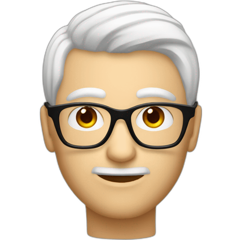 Cara Hombre blanco pelo canoso de punta gafas rojas y negras emoji