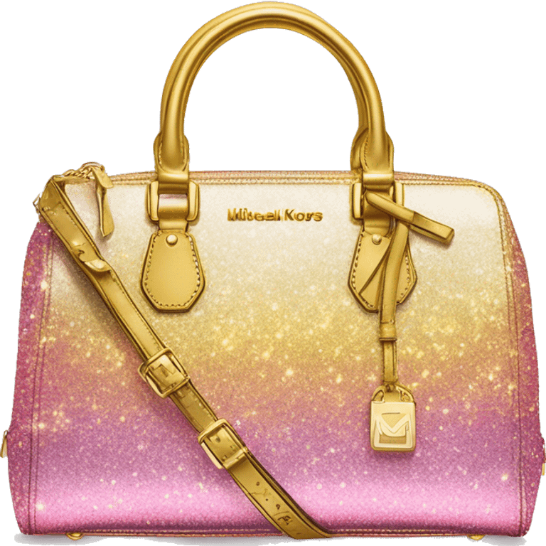 Realistic iridescent yellow gold to pink glitter Michael Kors satchel purse.  emoji