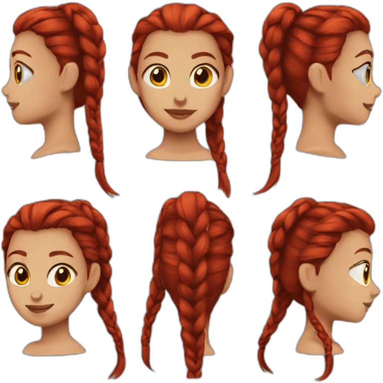 Female red haired drow braid emoji