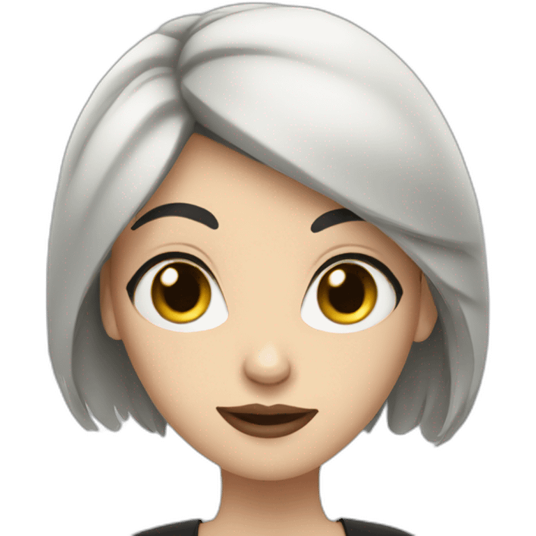 a white women with black hair, comics style emoji