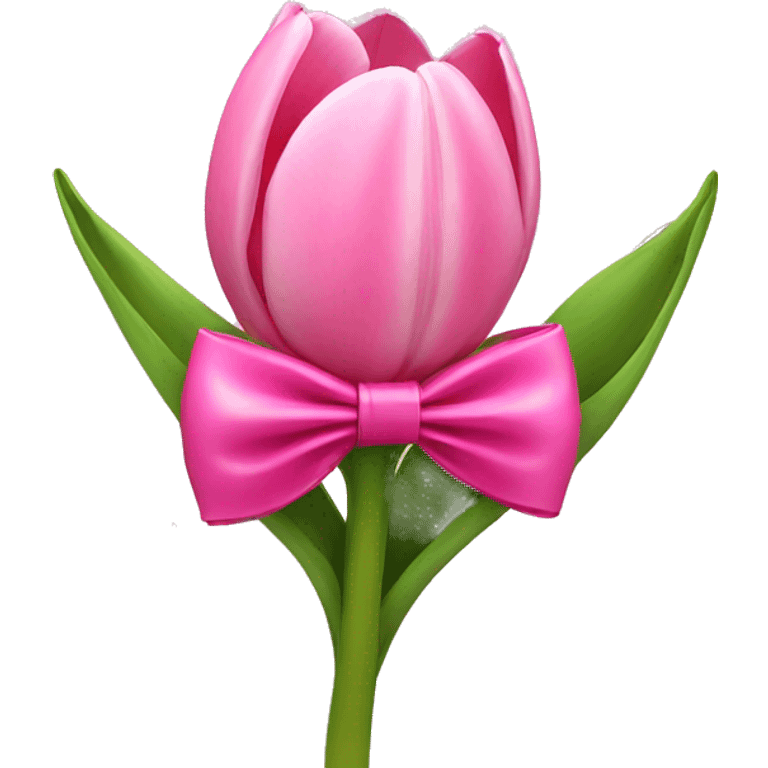 Pink tulips with a bow emoji