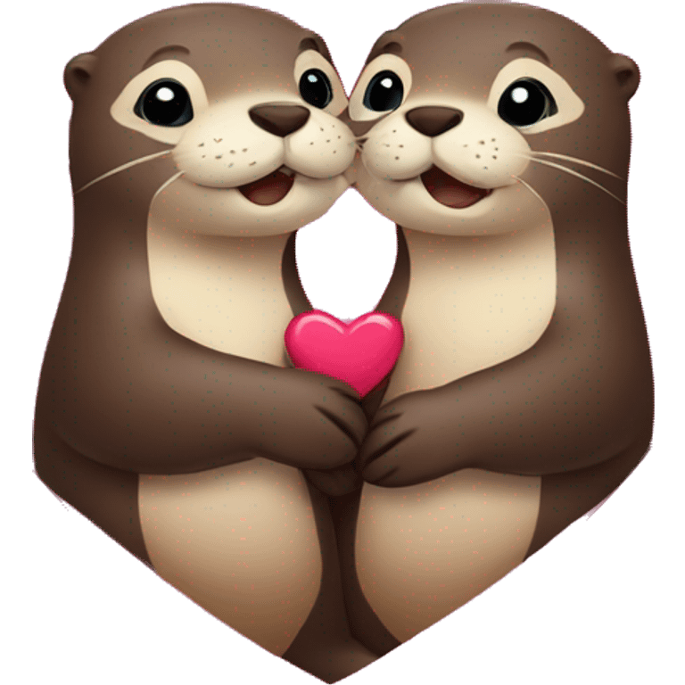 Otters in love, heart emoji