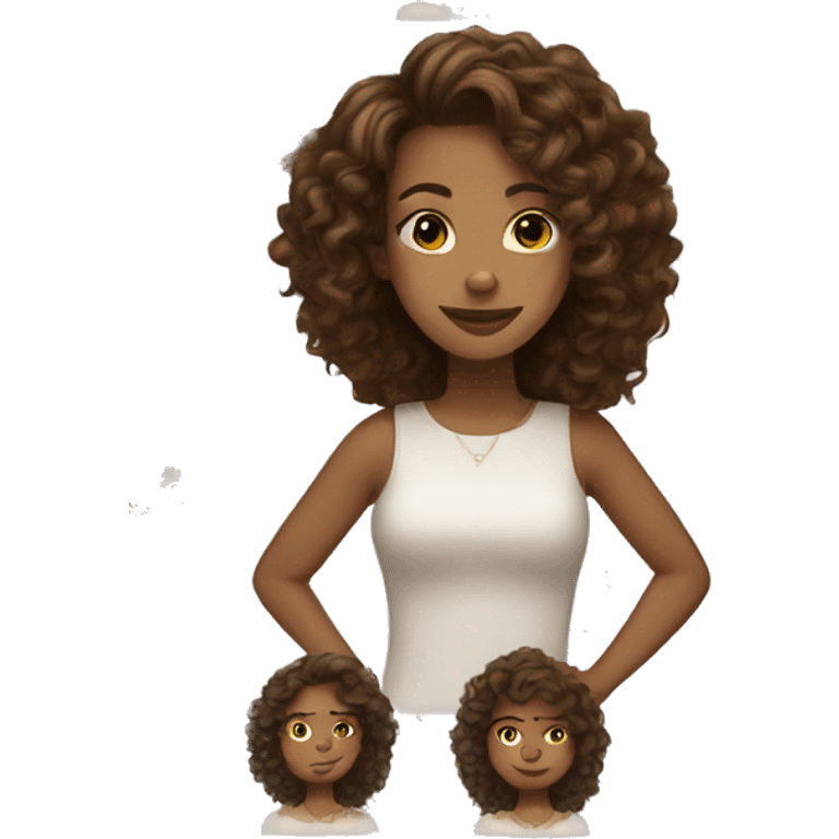 woman light brown skin medium dark curly hair emoji