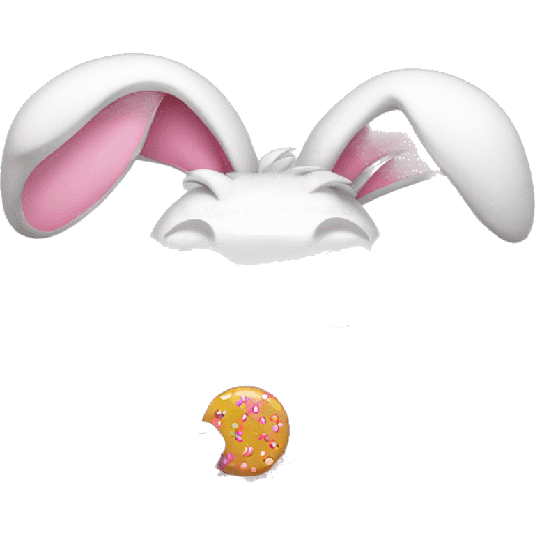 Rabbit eating candy wearing pink bow emoji