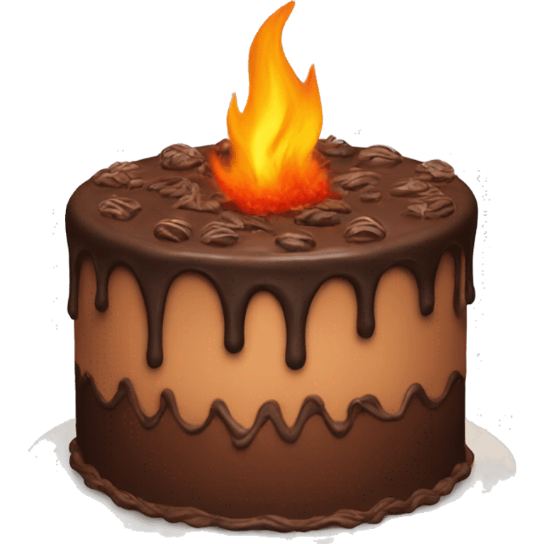 a chocolate cake on fire emoji