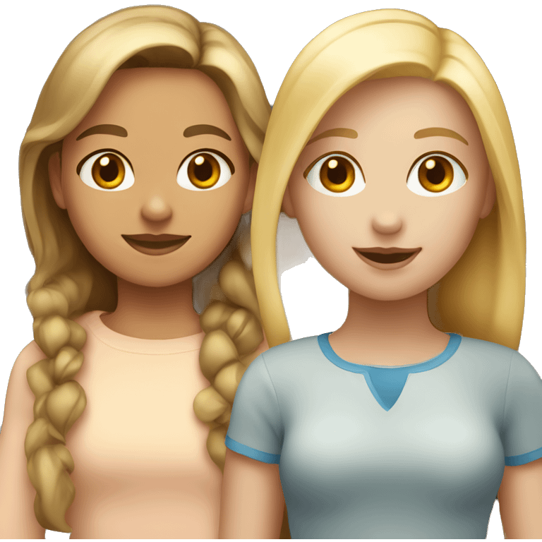 A Girl with light Brown Hair and a Girl with blonde hair together  emoji