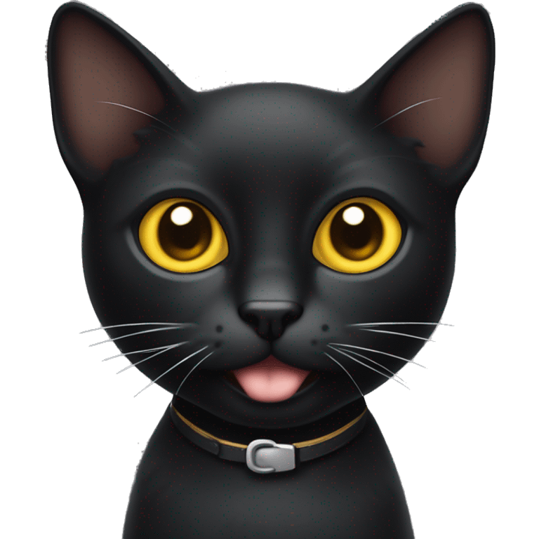 Gato negro por arriba y blanco por abajo y con ojos amarillos emoji