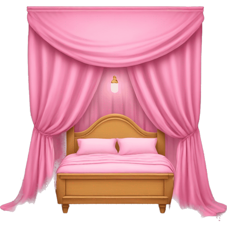 Pink fancy bed with curtains and lights  emoji