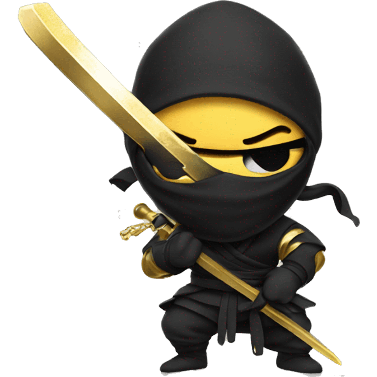 Ninja holding a sword with gold paint dripping off the sword  emoji