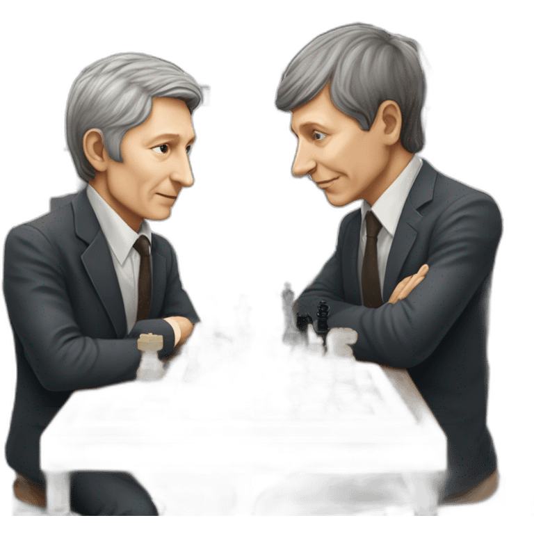 Anatoly Karpov and Bobby Fischer with a chessboard between them emoji