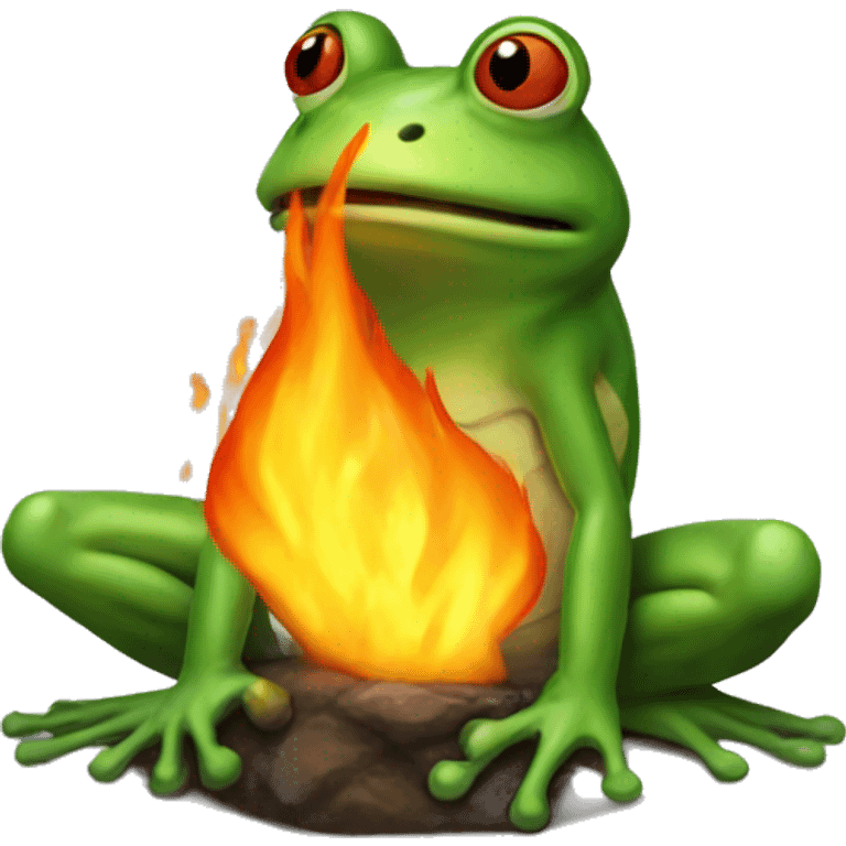 Frog breathing fire emoji