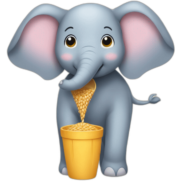 Cute elephant watering wheat emoji