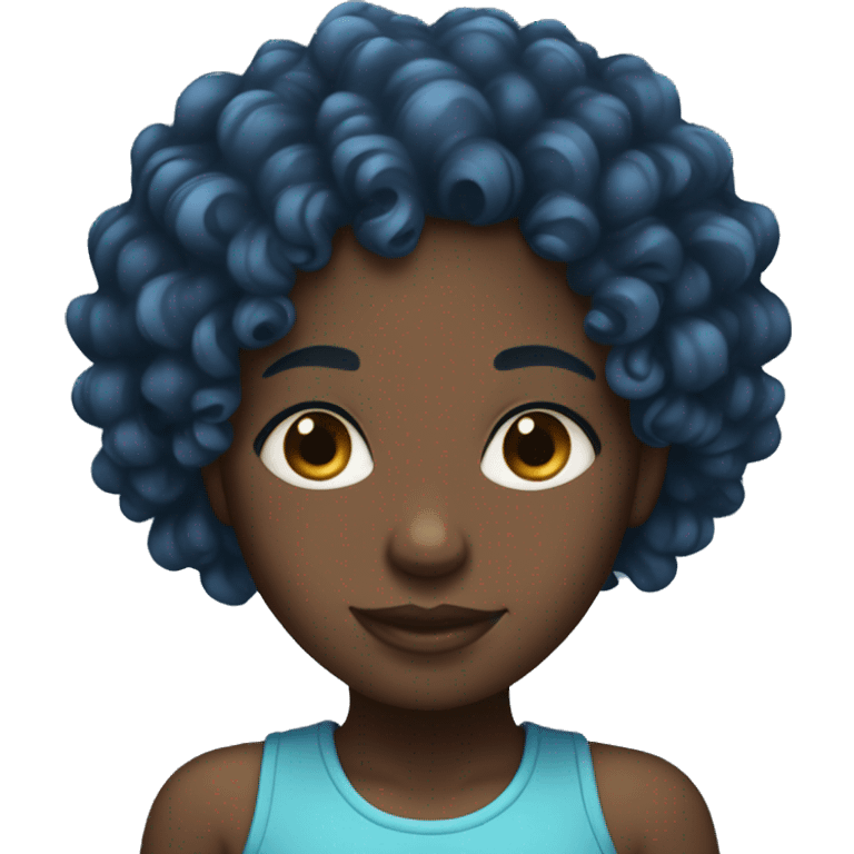 black girl with blue curly hair emoji