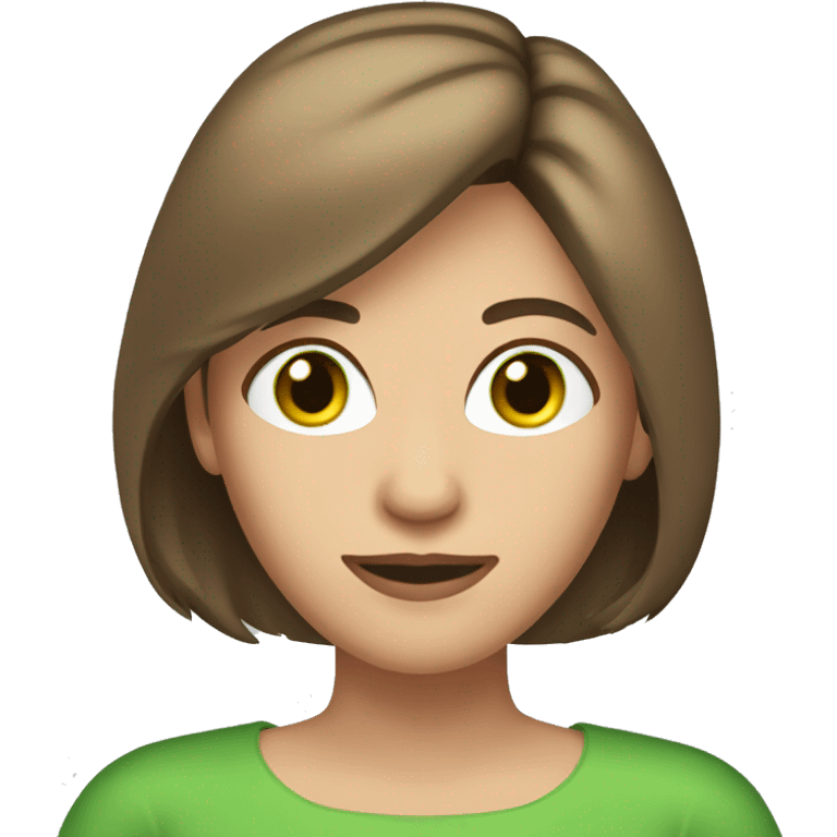 pretty 40 year old woman with grass green eyes and shoulder length straight brown hair wearing tiara emoji