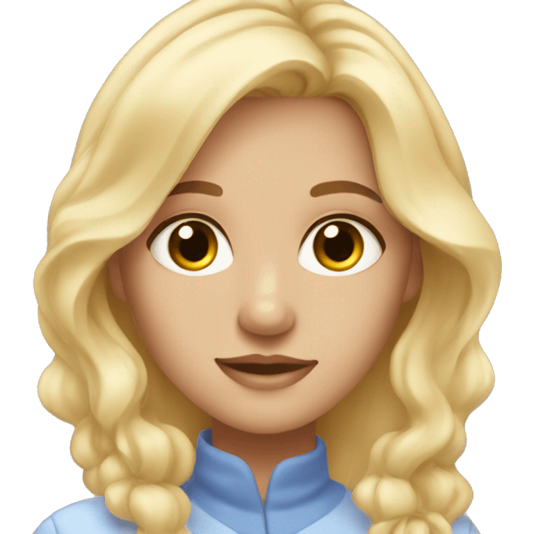 Blonde girl with hazel eyes doing skincare emoji