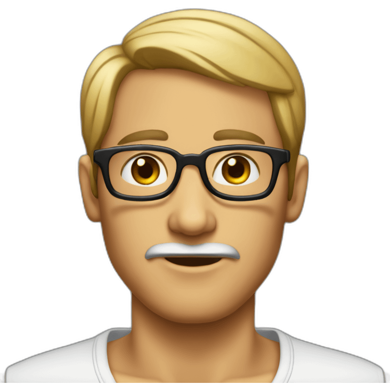 homme à lunette sans barbe, petite bouche jammie emoji