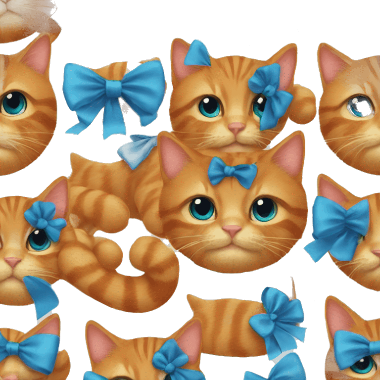 Ginger cat with blue bow  emoji