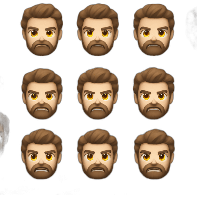 brown haired bearded man angry emoji