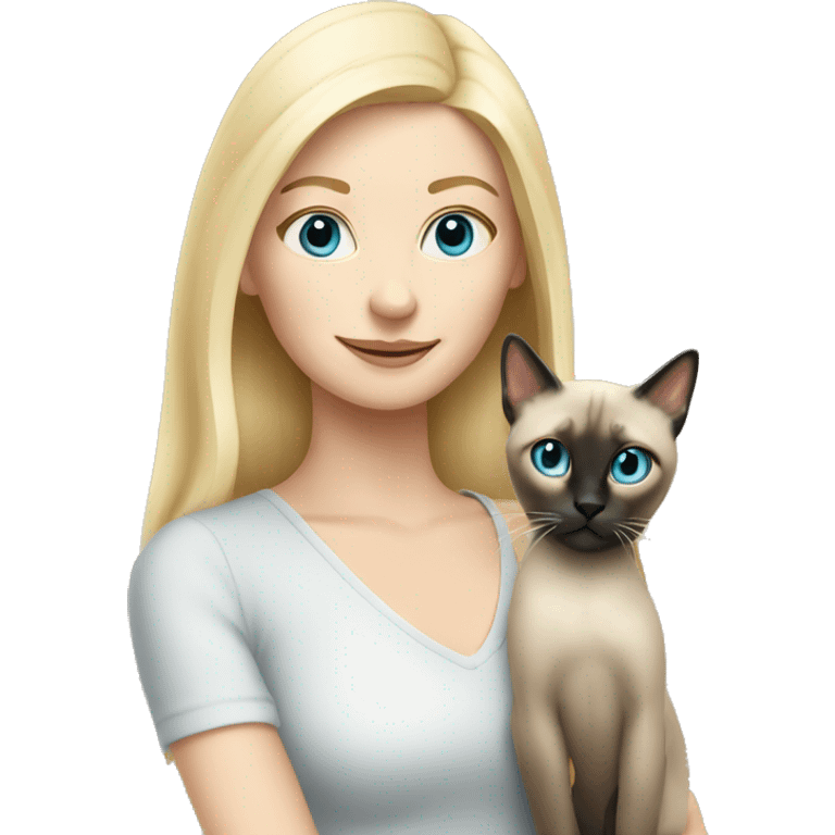 Blonde pale woman with siamese cat emoji