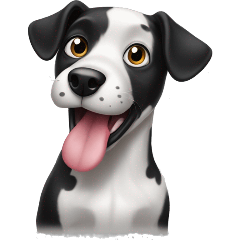 black and white dog sticking tongue out add spots emoji