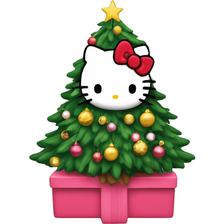 Hello kitty Christmas tree emoji